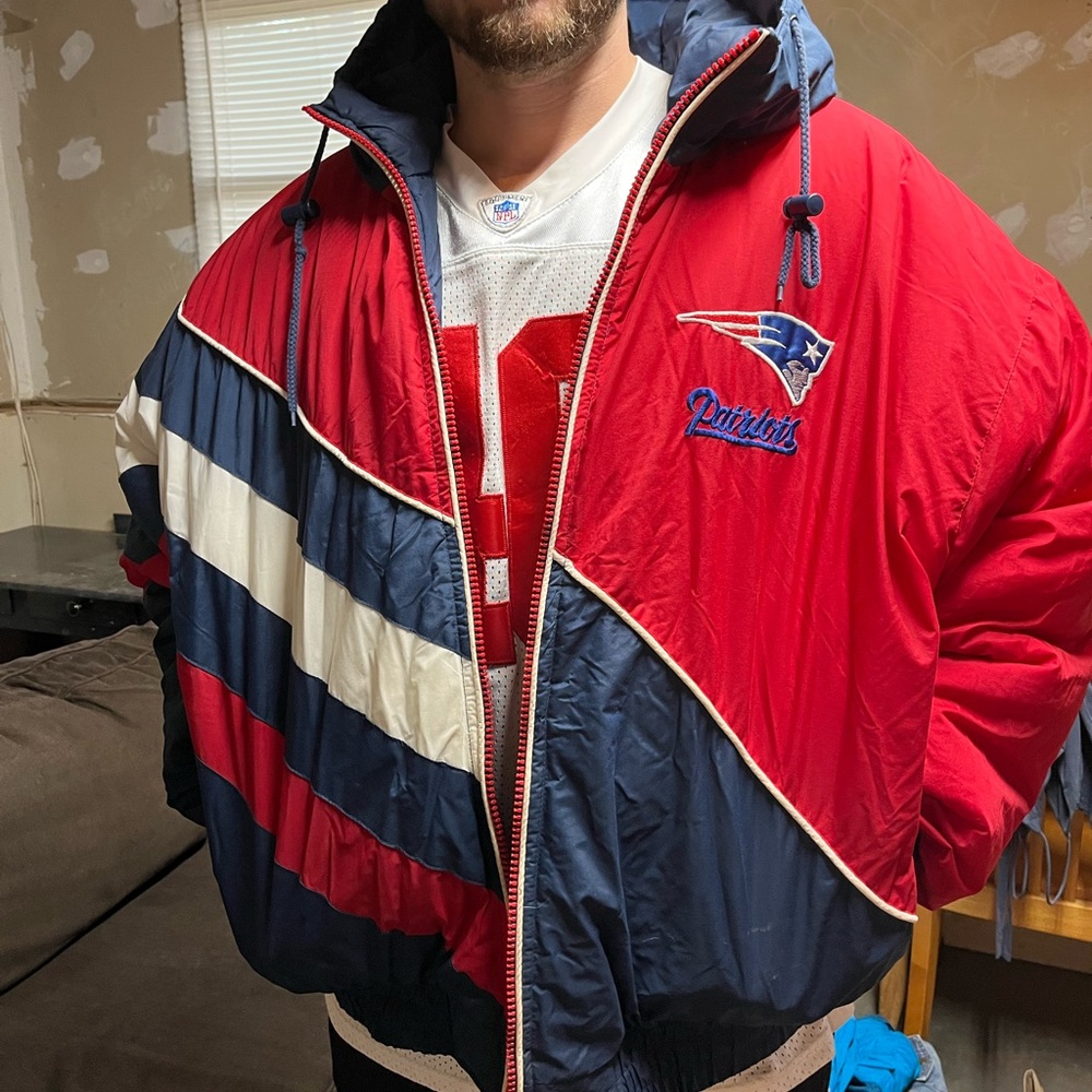 Vintage patriots puffer coat reversible